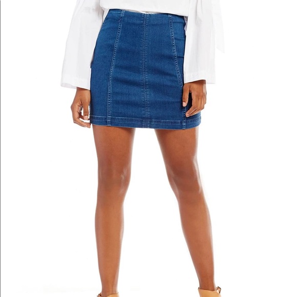 Free People Modern Femme Denim Mini Skirt in Garage Blue - Picture 10 of 16